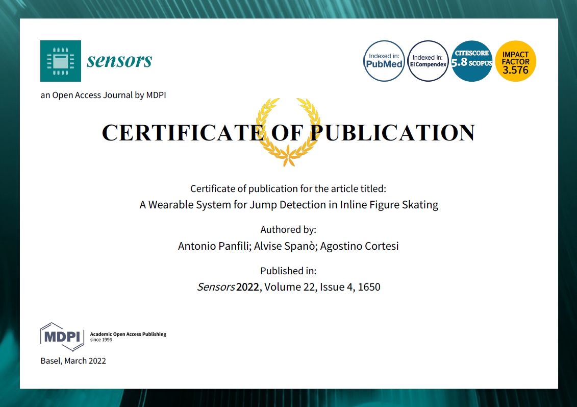 Sensors Certificate of Publication