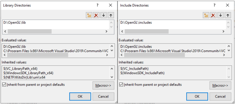 VC++ Directories Include e Libs - Creare una finestra con GLFW e OpenGL